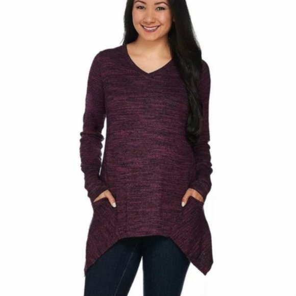 LOGO Melange Sharkbite Hem Sweater L - Picture 1 of 6